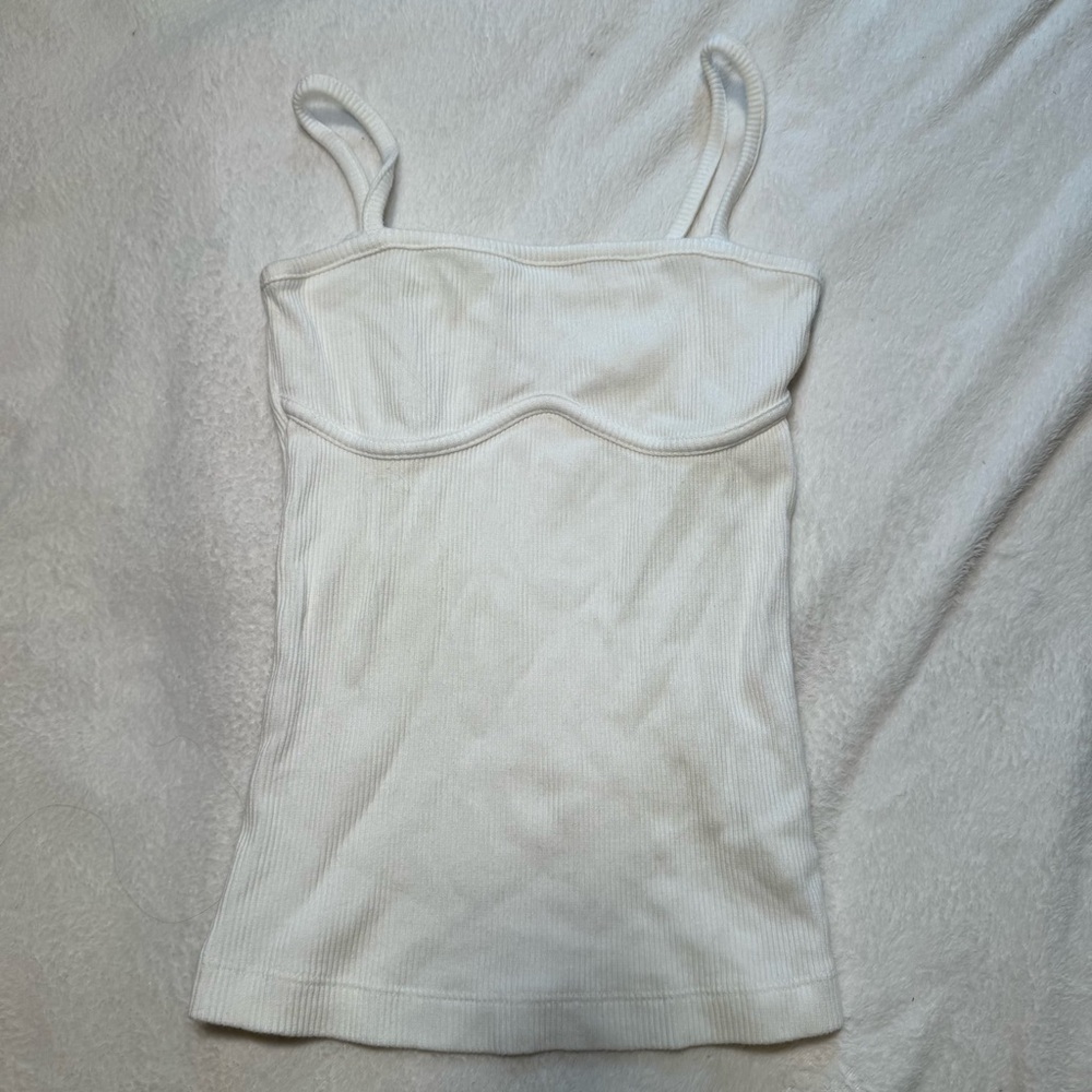 White Ribbed Women's Top